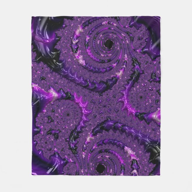 Cobertor De Velo Funky Bold Boho Purple Digital Abstrato Fractal (Frente)