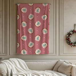Cobertor De Velo Funky Christmas Blanket 70s Pastel Holiday Joy