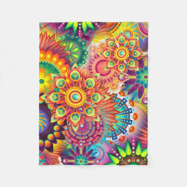 Cobertor De Velo Funky Retro Pattern Abstrato Bohemian (Frente)
