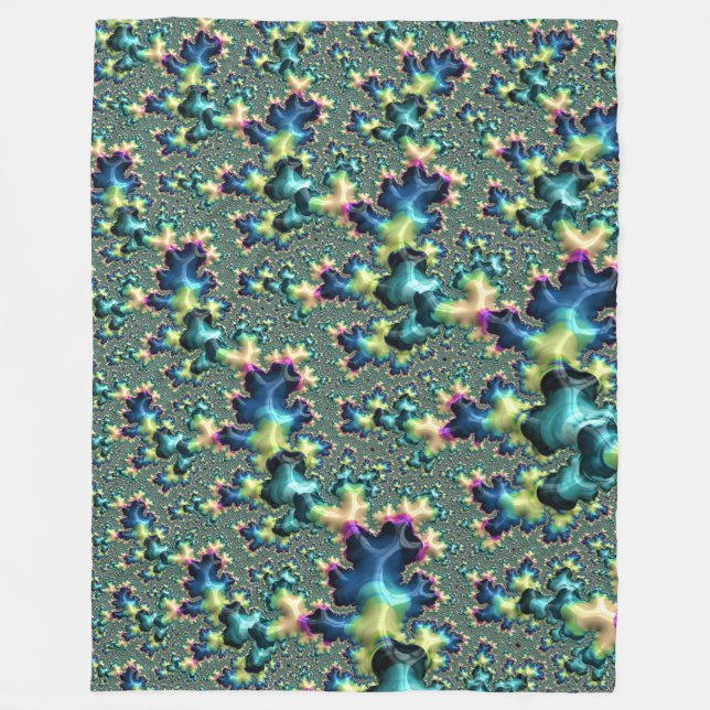Cobertor De Velo Funky Trippy Ecletismo Boho Hippie Abstrato Fracta (Frente)