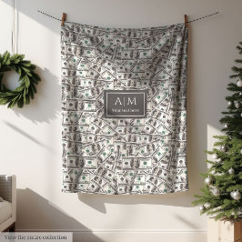 Cobertor De Velo Funny 100 Dollar Pattern Custom Name Blanket