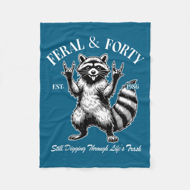 Cobertor De Velo Funny 40th Birthday Est 1986 Feral &amp; Forty Rac (Frente)