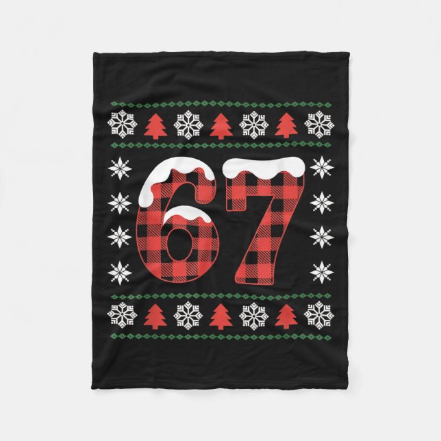 Cobertor De Velo Funny 67 Buffalo Plaid Christmas Snow Ugly Sweater (Frente)