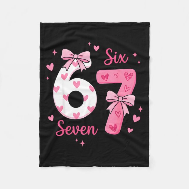 Cobertor De Velo Funny 67 Cute Six Seven Meme Nk Hearts Bow Valenti (Frente)