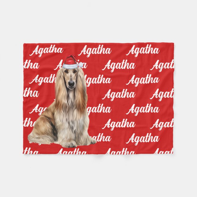 Cobertor De Velo Funny Afghan Hound Dog Name Patterned Christmas (Frente (Horizontal))