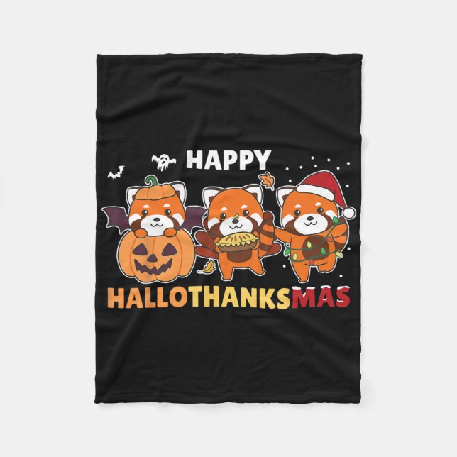 Cobertor De Velo Funny Animals For The Holidays Red Panda Christmas (Frente)