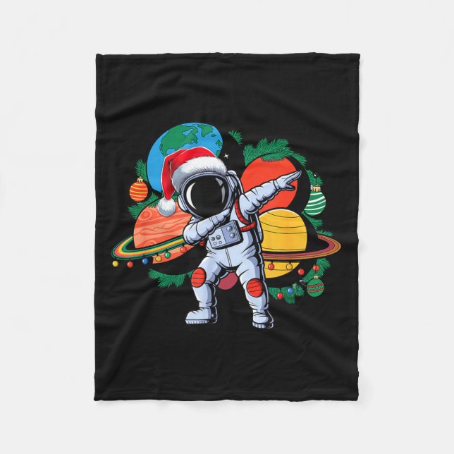 Cobertor De Velo Funny Astronaut Christmas Space Planets Santa Hat  (Frente)