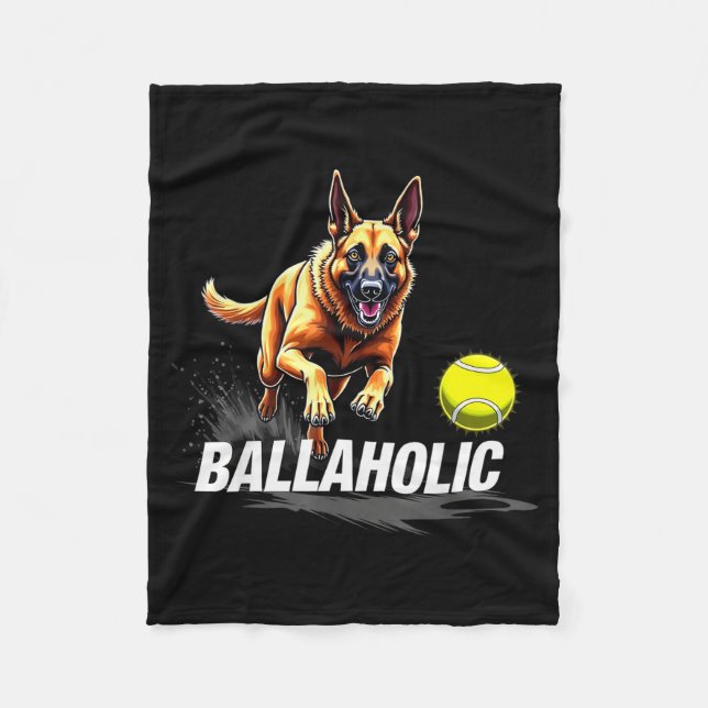 Cobertor De Velo Funny Ballaholic Belgian Shepherd Dog Chasing Mali (Frente)