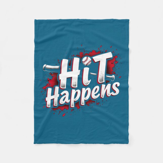Cobertor De Velo Funny Baseball Quote Gift Hit Happens  (Frente)