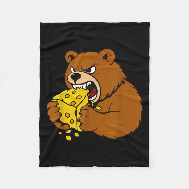 Cobertor De Velo Funny Bear Eating Cheese Illustration For Food Lov (Frente)