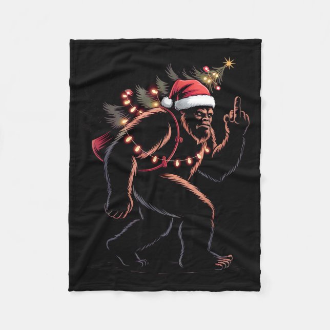 Cobertor De Velo Funny Bigfoot Middle Finger Christmas Sasquatch An (Frente)