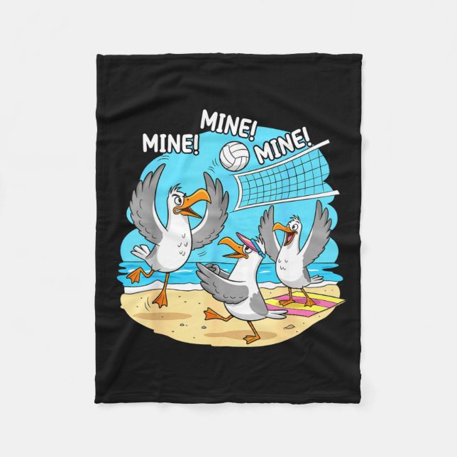 Cobertor De Velo Funny Bird Playing Volleyball Mine Game Day Vibes  (Frente)