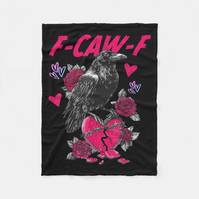 Cobertor De Velo Funny Black Bird F-caw-f Anti Valentines Day Singl (Frente)