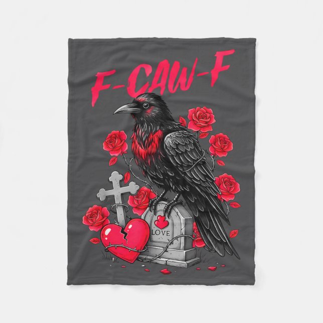 Cobertor De Velo Funny Black Bird F-caw-f Anti Valentines Day Singl (Frente)