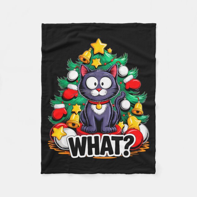 Cobertor De Velo Funny Black Cat Christmas Tree Merry Xmas Humor Ca (Frente)