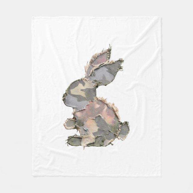 Cobertor De Velo Funny Bunny Crochet Patchwork Camo Rabbit Happy Ea (Frente)
