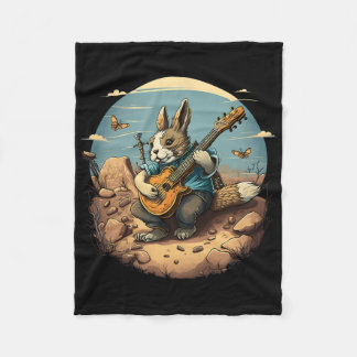 Cobertor De Velo Funny Bunny Playing Njo Guitar Music Rabbit Happy 