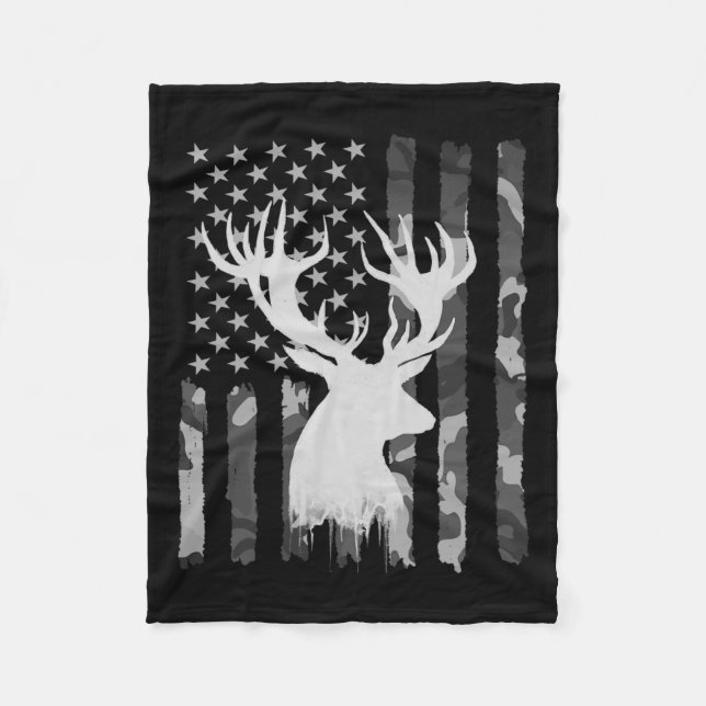 Cobertor De Velo Funny Camouflage Usa Flag Whitetail Buck Deer Hunt (Frente)