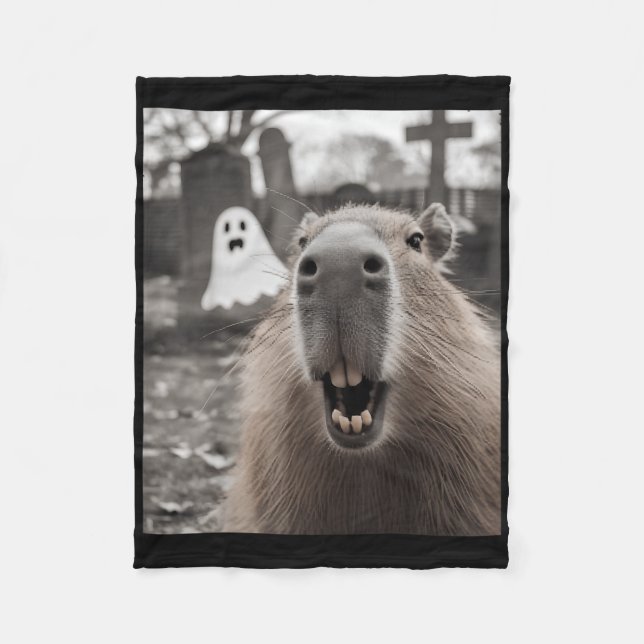 Cobertor De Velo Funny Capybara Ghost Halloween Costume Capybara Ha (Frente)