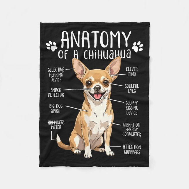 Cobertor De Velo Funny Chihuahua Anatomy Of A Chihuahua Dog Owner P (Frente)