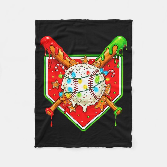 Cobertor De Velo Funny Christmas Baseball Ice Cream Drip Men Women  (Frente)