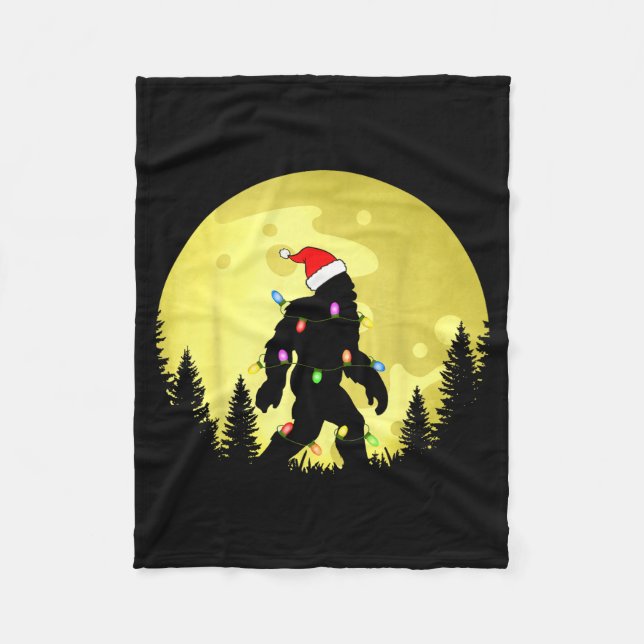 Cobertor De Velo Funny Christmas Bigfoot Santa Hat Moon Sasquatch M (Frente)