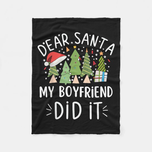 Cobertor De Velo Funny Christmas Quote Sayings Dear Santa My Boyfri (Frente)