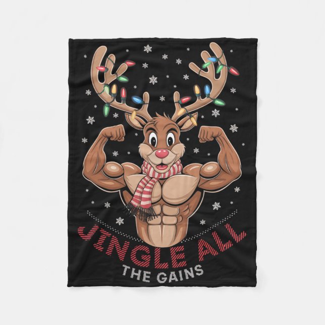 Cobertor De Velo Funny Christmas Reindeer Gym Workout Jingle All Th (Frente)