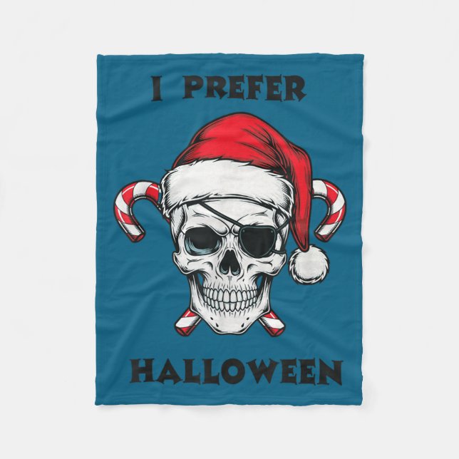 Cobertor De Velo Funny Christmas Skeleton I Prefer Halloween  (Frente)