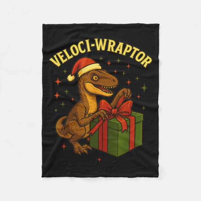 Cobertor De Velo Funny Christmas Velociraptor Pun Veloci-wraptor  (Frente)