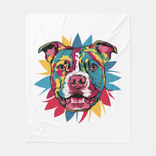 Cobertor De Velo funny colorful dog pitbull