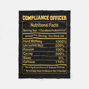 Cobertor De Velo Funny Compliance Officer Nutritional Facts Motivat