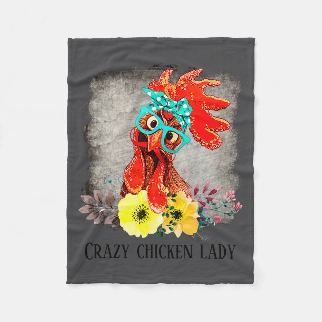 Cobertor De Velo Funny Crazy Chicken Lady Word Art  (Frente)