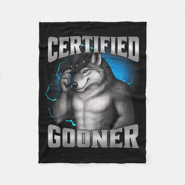 Cobertor De Velo Funny Cringe Sigma Wolf Certified Gooner  (Frente)