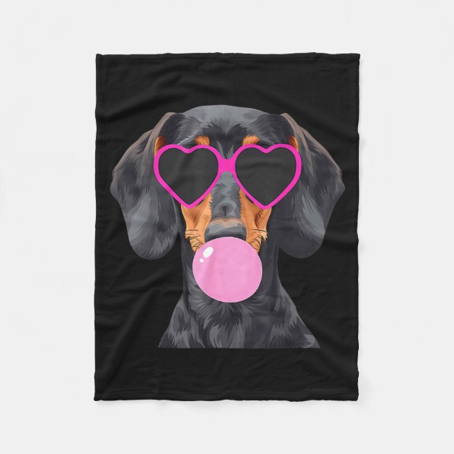 Cobertor De Velo Funny Dachshund Wearing Gles And Blowing Nk Bubble (Frente)