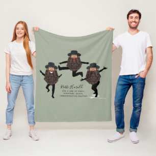 Cobertor De Velo FUNNY Dancing RABBI Personalizado com Texto