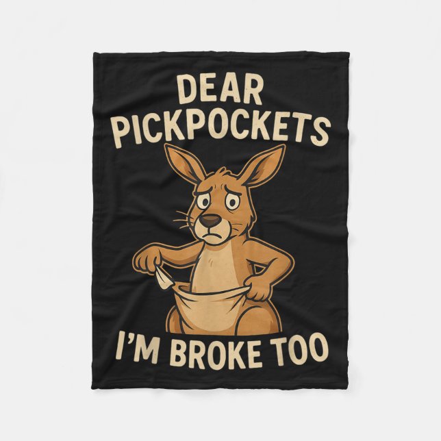 Cobertor De Velo Funny Dear Ckckets I’m Broke Too Kangaroo  (Frente)