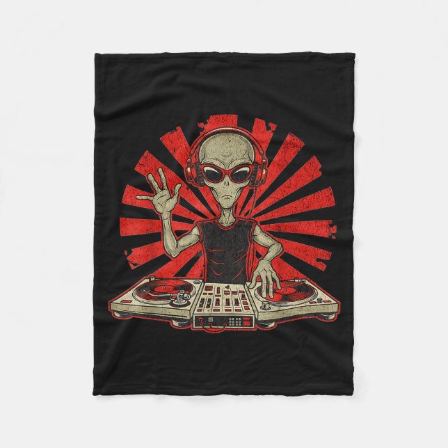 Cobertor De Velo Funny Dj Graphic Tee Music Lover Alien Dj Music Mi (Frente)