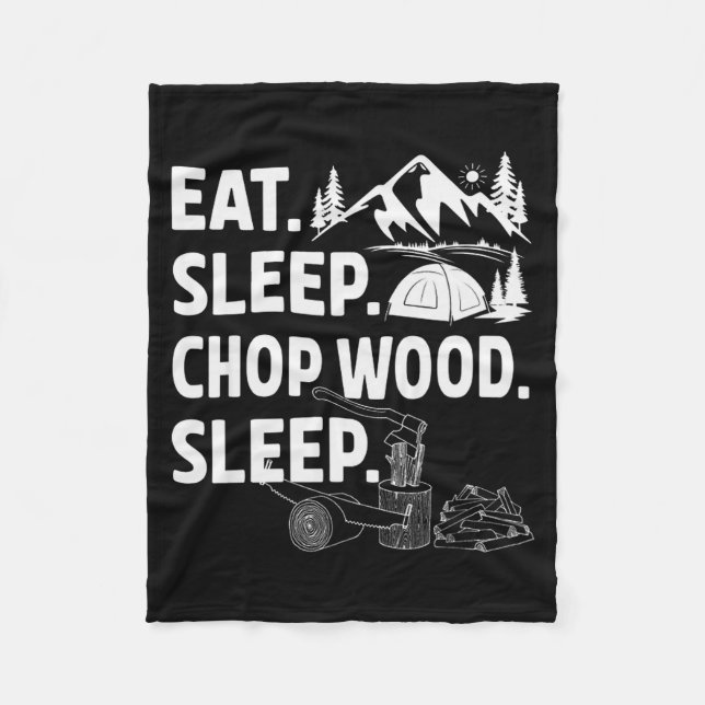 Cobertor De Velo Funny Eat Sleep Chop Wood Repeat Lumberjack  (Frente)