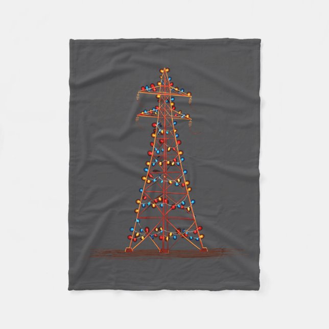Cobertor De Velo Funny Electric Pylon Christmas Graphics Lights Lov (Frente)