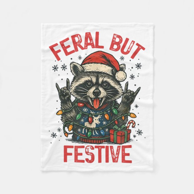 Cobertor De Velo Funny Festive But Feral Santa Raccoon Lover Animal (Frente)