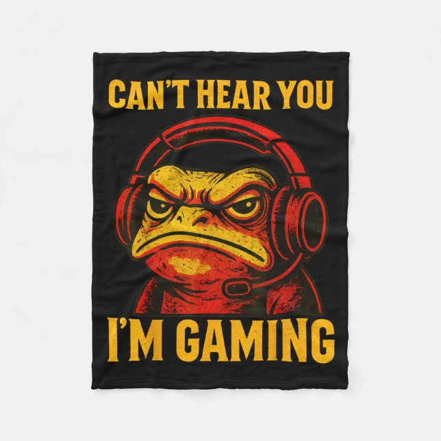 Cobertor De Velo Funny Gamer Frog Men Women Boys Can't Hear You Vid (Frente)