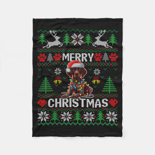 Cobertor De Velo Funny German Shorthaired Inter Dog Ugly Xmas Sweat (Frente)