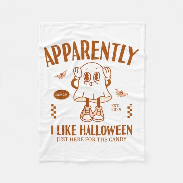 Cobertor De Velo Funny Ghost Apparently, I Like Halloween  (Frente)