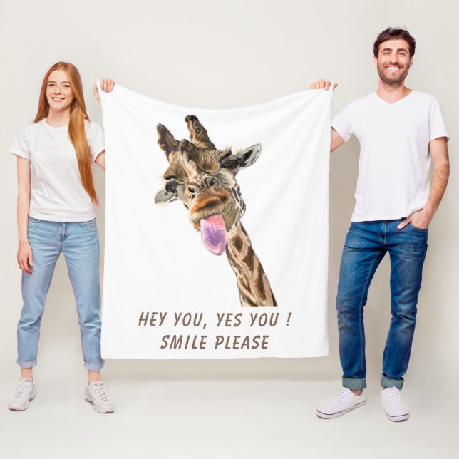 Cobertor De Velo Funny Giraffe Fleece Blanket (In Situ)