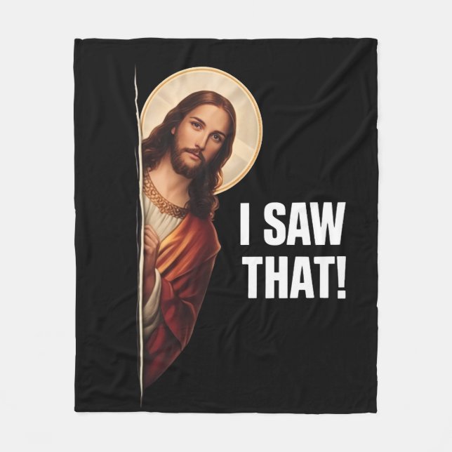 Cobertor De Velo Funny Jesus "I Saw That" Christian meme design (Frente)