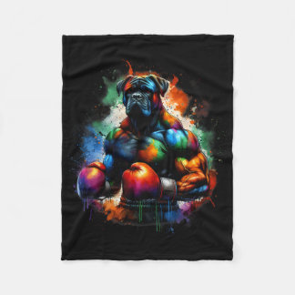 Cobertor De Velo Funny Kickboxing Or Boxing Boxer Dog Paint Splash 