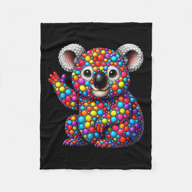 Cobertor De Velo Funny Koala Amava Bolinhas Felizes Dot Day Girls (Frente)