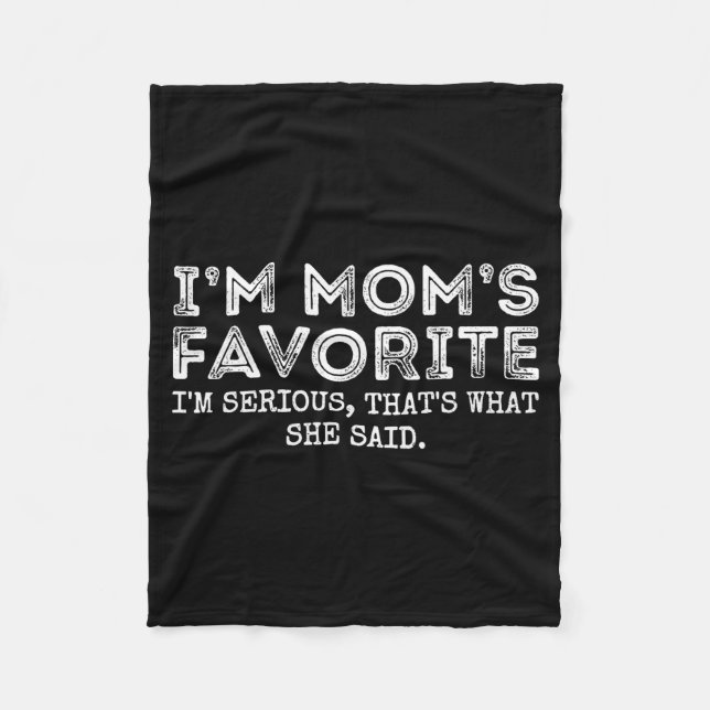 Cobertor De Velo Funny Moms Favorite Son Daughter I'm Mom's Favorit (Frente)