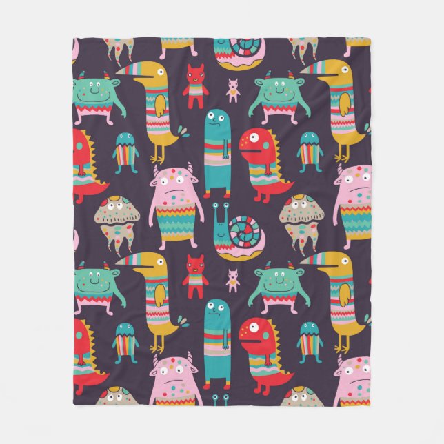 Cobertor De Velo Funny monsters seamless pattern (Frente)